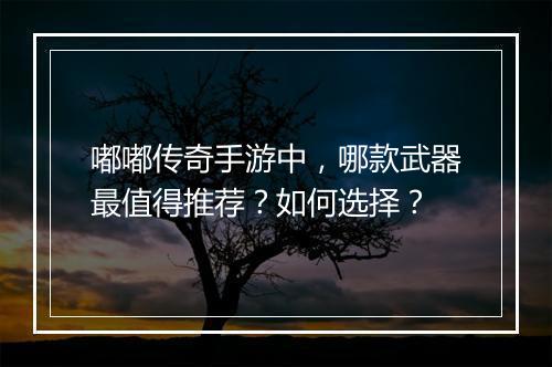 嘟嘟传奇手游中，哪款武器最值得推荐？如何选择？