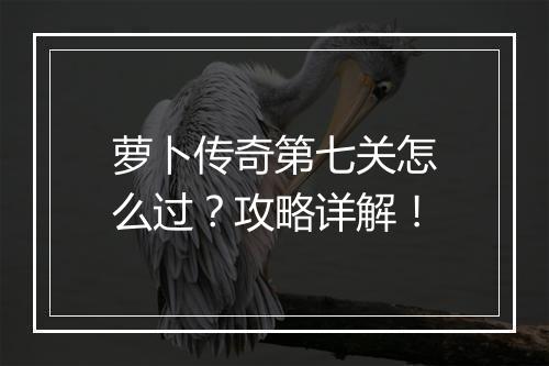 萝卜传奇第七关怎么过？攻略详解！