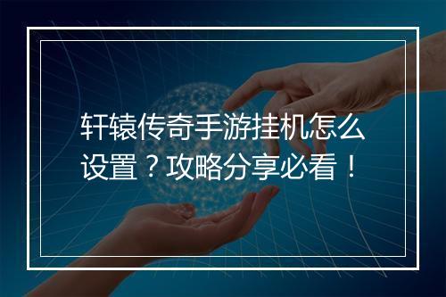 轩辕传奇手游挂机怎么设置？攻略分享必看！