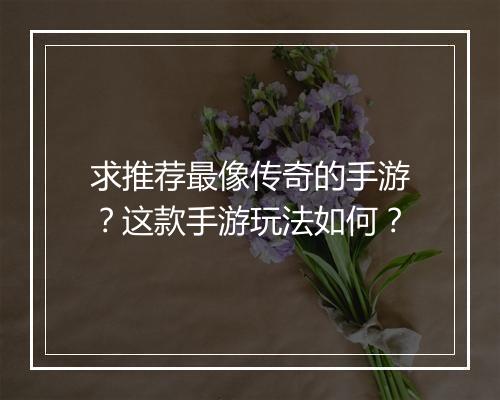 求推荐最像传奇的手游？这款手游玩法如何？