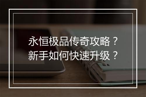 永恒极品传奇攻略？新手如何快速升级？