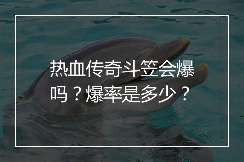热血传奇斗笠会爆吗？爆率是多少？