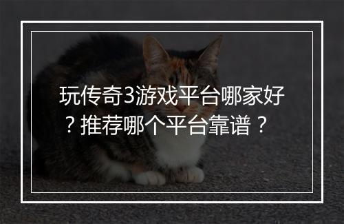 玩传奇3游戏平台哪家好？推荐哪个平台靠谱？
