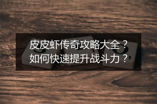 皮皮虾传奇攻略大全？如何快速提升战斗力？