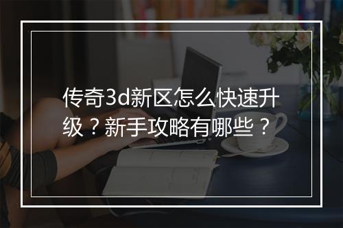 传奇3d新区怎么快速升级？新手攻略有哪些？