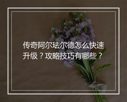 传奇阿尔珐尔德怎么快速升级？攻略技巧有哪些？