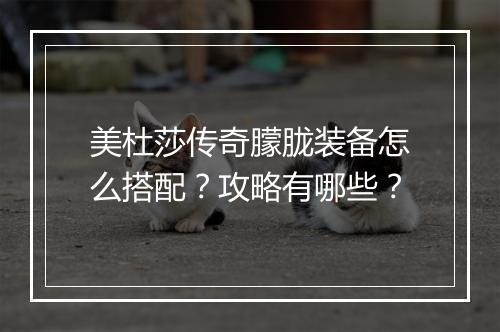美杜莎传奇朦胧装备怎么搭配？攻略有哪些？