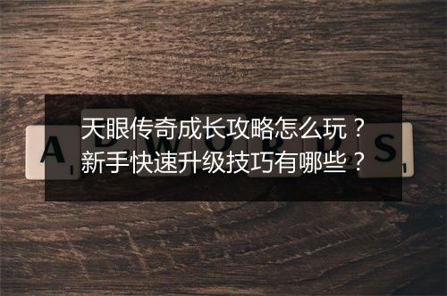 天眼传奇成长攻略怎么玩？新手快速升级技巧有哪些？