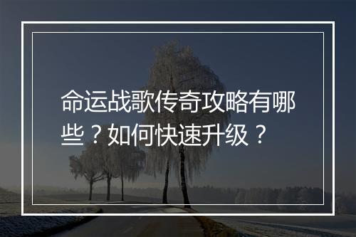 命运战歌传奇攻略有哪些？如何快速升级？