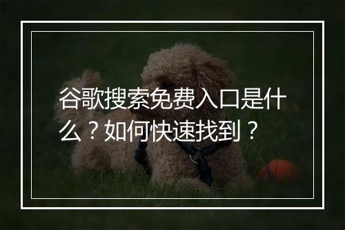谷歌搜索免费入口是什么？如何快速找到？
