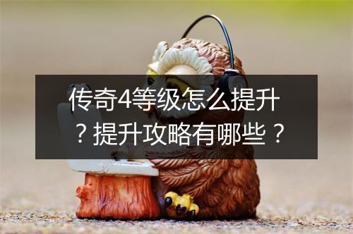 传奇4等级怎么提升？提升攻略有哪些？