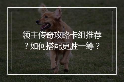 领主传奇攻略卡组推荐？如何搭配更胜一筹？
