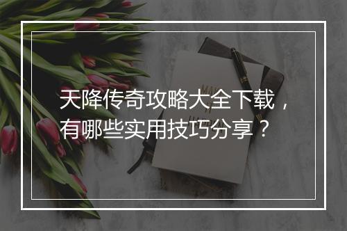 天降传奇攻略大全下载，有哪些实用技巧分享？