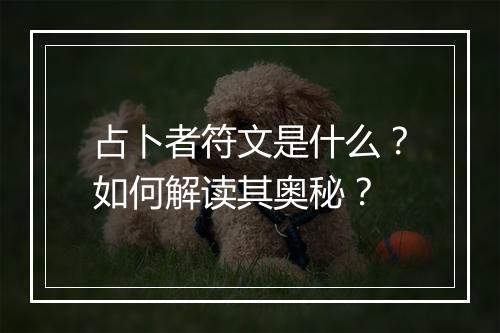 占卜者符文是什么？如何解读其奥秘？