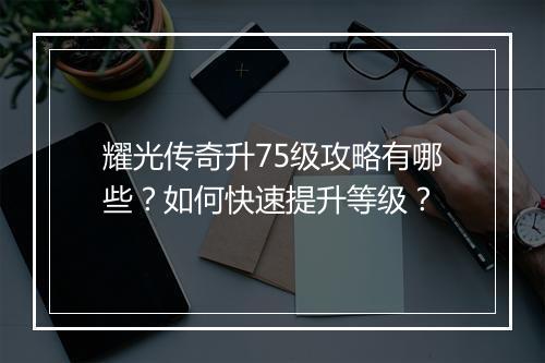 耀光传奇升75级攻略有哪些？如何快速提升等级？
