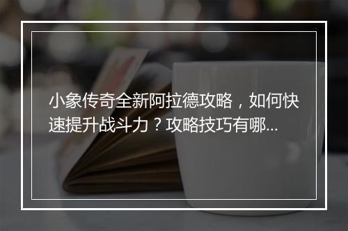小象传奇全新阿拉德攻略，如何快速提升战斗力？攻略技巧有哪些？