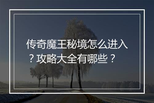 传奇魔王秘境怎么进入？攻略大全有哪些？