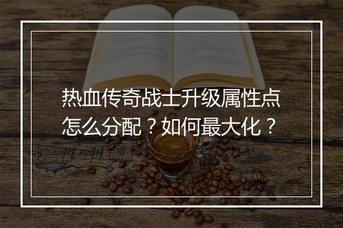 热血传奇战士升级属性点怎么分配？如何最大化？