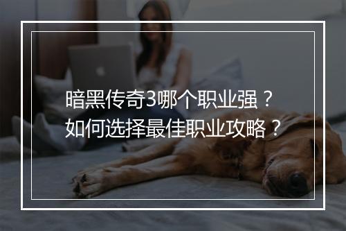 暗黑传奇3哪个职业强？如何选择最佳职业攻略？