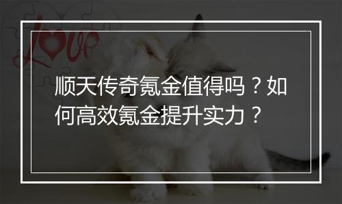 顺天传奇氪金值得吗？如何高效氪金提升实力？