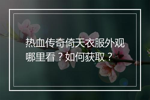 热血传奇倚天衣服外观哪里看？如何获取？