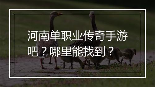 河南单职业传奇手游吧？哪里能找到？