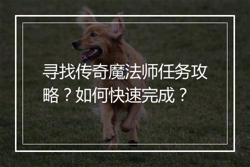 寻找传奇魔法师任务攻略？如何快速完成？