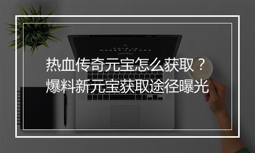 热血传奇元宝怎么获取？爆料新元宝获取途径曝光