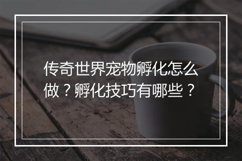 传奇世界宠物孵化怎么做？孵化技巧有哪些？