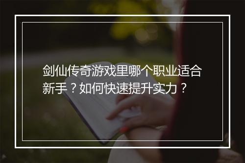 剑仙传奇游戏里哪个职业适合新手？如何快速提升实力？