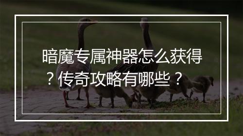 暗魔专属神器怎么获得？传奇攻略有哪些？