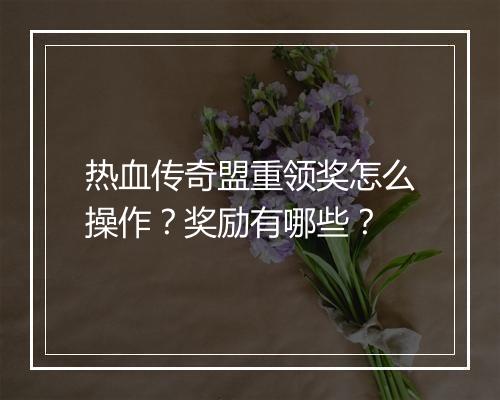 热血传奇盟重领奖怎么操作？奖励有哪些？