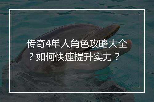 传奇4单人角色攻略大全？如何快速提升实力？