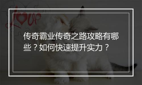 传奇霸业传奇之路攻略有哪些？如何快速提升实力？