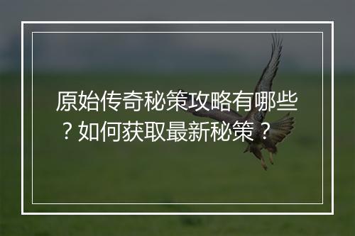 原始传奇秘策攻略有哪些？如何获取最新秘策？