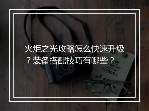 火炬之光攻略怎么快速升级？装备搭配技巧有哪些？