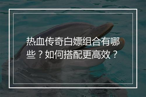 热血传奇白嫖组合有哪些？如何搭配更高效？