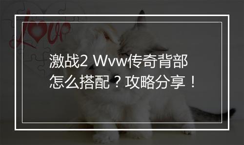 激战2 Wvw传奇背部怎么搭配？攻略分享！