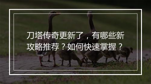 刀塔传奇更新了，有哪些新攻略推荐？如何快速掌握？