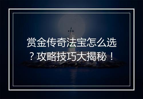 赏金传奇法宝怎么选？攻略技巧大揭秘！