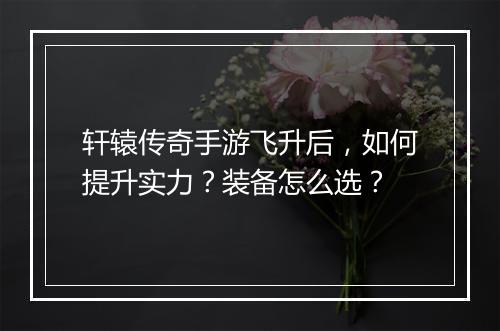 轩辕传奇手游飞升后，如何提升实力？装备怎么选？
