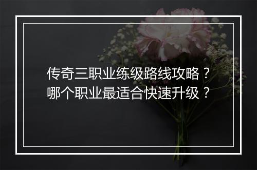传奇三职业练级路线攻略？哪个职业最适合快速升级？