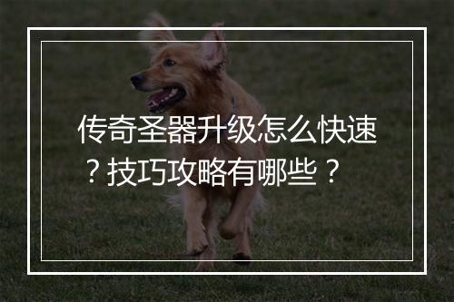 传奇圣器升级怎么快速？技巧攻略有哪些？