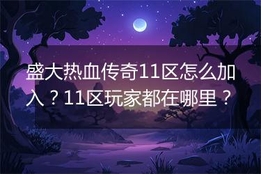 盛大热血传奇11区怎么加入？11区玩家都在哪里？