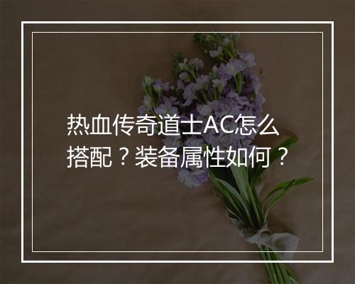 热血传奇道士AC怎么搭配？装备属性如何？
