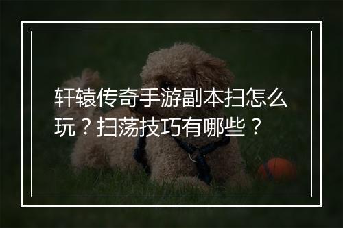 轩辕传奇手游副本扫怎么玩？扫荡技巧有哪些？