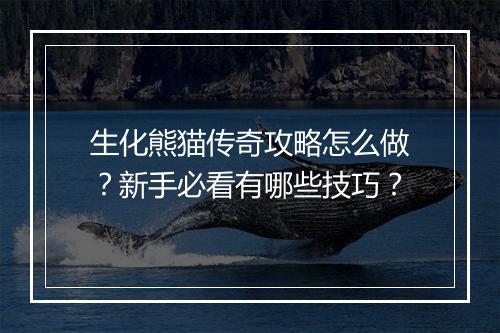 生化熊猫传奇攻略怎么做？新手必看有哪些技巧？