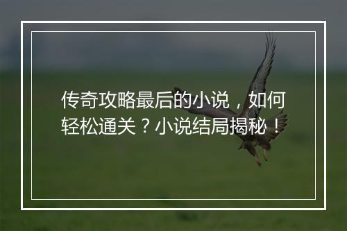 传奇攻略最后的小说，如何轻松通关？小说结局揭秘！