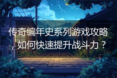 传奇编年史系列游戏攻略，如何快速提升战斗力？