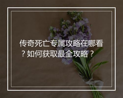 传奇死亡专属攻略在哪看？如何获取最全攻略？